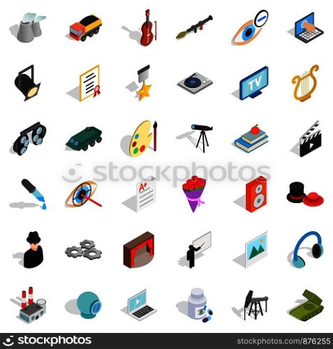 Human resource icons set. Isometric style of 36 human resource vector icons for web isolated on white background. Human resource icons set, isometric style