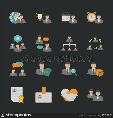 Human resource icons with black background , eps10 vector format