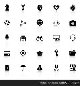 Human resource icons with reflect on white background, stock vector
