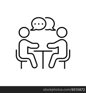 Human Resource Manage Line Icon. Job Interview Meeting Linear Pictogram. Recruitment Find Work Career Communication Outline Icon. Employer Hire Employee. Editable Stroke. Isolated Vector Illustration.. Human Resource Manage Line Icon. Job Interview Meeting Linear Pictogram. Recruitment Find Work Career Communication Outline Icon. Employer Hire Employee. Editable Stroke. Isolated Vector Illustration