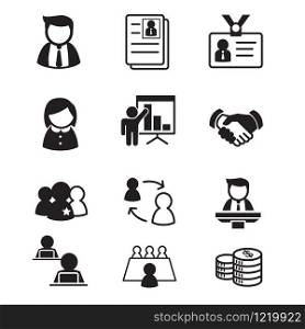 human resource & staff management icons set illustration