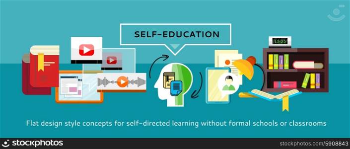 Human resources and self-education and development. Modern business concept with icons for self learning. Can be used for web banners, marketing and promotional materials, presentation templates