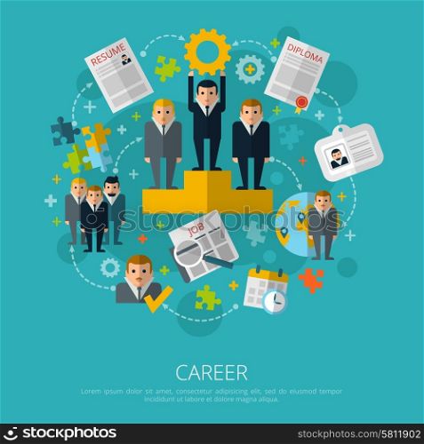 Human resources business career infographic elements schema poster with job search and employment symbols abstract vector illustration . Human resources career concept print