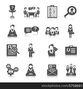 Human resources business staff search icon black set isolated vector illustration. Human Resources Icon