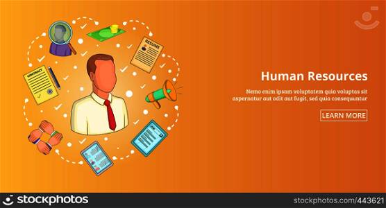 Human resources horizontal concept. Cartoon illustration of human resources banner horizontal vector for web. Human resources banner horizontal, cartoon style