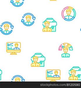 Human Resources Hr Department Vector Seamless Pattern Color Line Illustration. Human Resources Hr Department Icons Set Vector