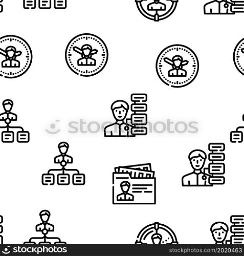 Human Resources Hr Department Vector Seamless Pattern Thin Line Illustration. Human Resources Hr Department Vector Seamless Pattern