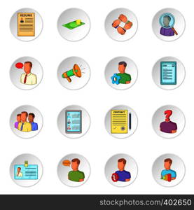 Human resources icons set. Flat illustration of 16 human resources vector icons for web. Human resources icons set