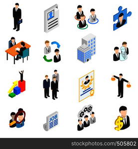 Human resources icons set in isometric 3d style isolated on white. Human resources icons set