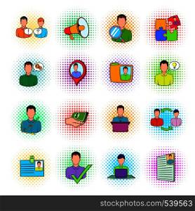 Human resources icons set in pop-art style isolated on white background. Human resources icons set