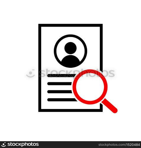Human resources management concept, professional staff research, head hunter job with magnifying glass.Vector illustration.