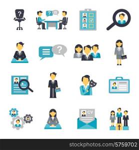 Human resources organization strategy management icons flat set isolated vector illustration. Human Resources Icons Flat