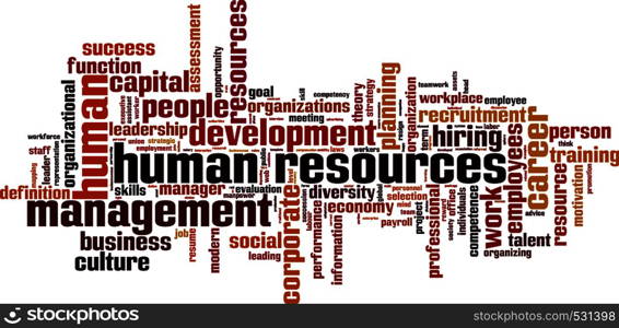 Human resources word cloud concept. Collage made of words about human resources. Vector illustration