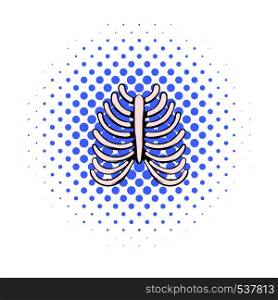 Human rib cage icon in comics style on a white background. Human rib cage icon, comics style