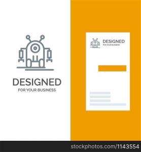 Human, Robotic, Robot, Technology Grey Logo Design and Business Card Template