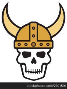 Human skull and viking helmet vector illustration 