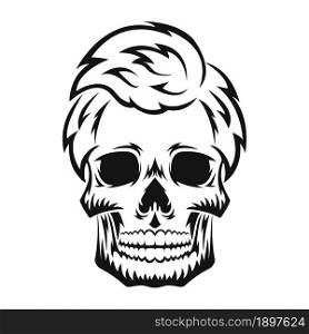 Human skull. Black silhouette. Design element. Hand drawn sketch. Vector illustration isolated on white background.. Human skull. Black silhouette. Design element. Hand drawn sketch. Vintage style. Vector illustration isolated on white background.