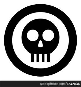 Human skull Cranium icon in circle round black color vector illustration flat style simple image. Human skull Cranium icon in circle round black color vector illustration flat style image