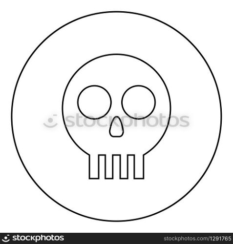 Human skull Cranium icon in circle round outline black color vector illustration flat style simple image. Human skull Cranium icon in circle round outline black color vector illustration flat style image