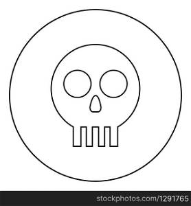 Human skull Cranium icon in circle round outline black color vector illustration flat style simple image. Human skull Cranium icon in circle round outline black color vector illustration flat style image