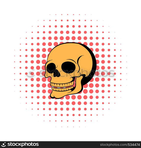 Human skull icon in comics style on a white background. Human skull icon, comics style