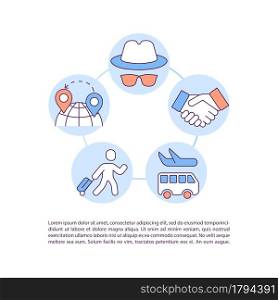 Human smuggling concept line icons with text. PPT page vector template with copy space. Brochure, magazine, newsletter design element. Illegal human transportation linear illustrations on white. Human smuggling concept line icons with text