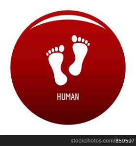 Human step icon. Simple illustration of human step vector icon for any design red. Human step icon vector red
