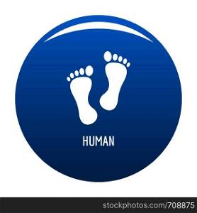 Human step icon vector blue circle isolated on white background . Human step icon blue vector