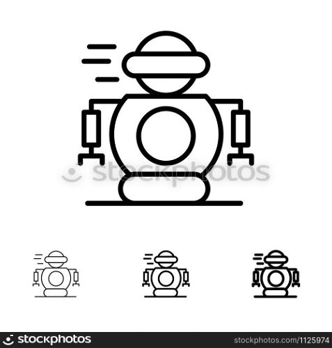 Human, Technology, Robotic, Robot Bold and thin black line icon set