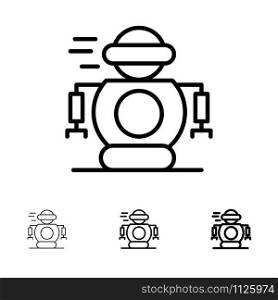 Human, Technology, Robotic, Robot Bold and thin black line icon set