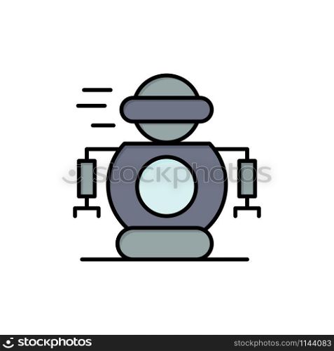 Human, Technology, Robotic, Robot Flat Color Icon. Vector icon banner Template