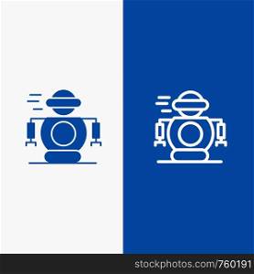 Human, Technology, Robotic, Robot Line and Glyph Solid icon Blue banner Line and Glyph Solid icon Blue banner