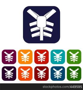 Human thorax icons set vector illustration in flat style In colors red, blue, green and other. Human thorax icons set flat