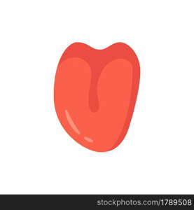 Human tongue in front. The tongue is like a sense organ. Part of the face. The organ of taste. Vector illustration isolated on white background in hand drawn style.. Human tongue in front. The tongue is like a sense organ. Part of the face. The organ of taste. Vector illustration isolated on white background in hand drawn style