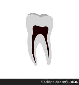 Human tooth icon in flat style isolated on white background. Human tooth icon