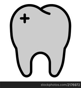 Human tooth icon. Outline human tooth vector icon color flat isolated. Human tooth icon color outline vector