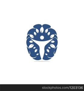 Human tree and brain vector logo design. Think brain roots vector design.
