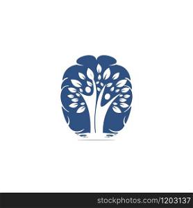 Human tree and brain vector logo design. Think brain roots vector design.