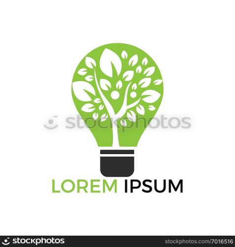 Human tree and light bulb logo design. Human health and care vector logo design template. 