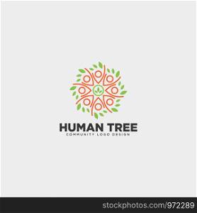 human tree leaf community logo template vector illustration icon element isolated - vector. human tree leaf community logo template vector illustration icon element