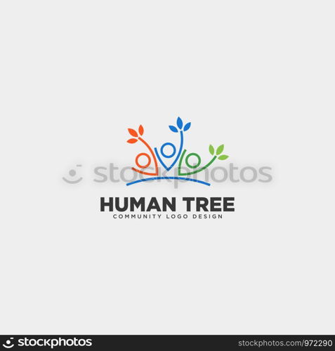 human tree leaf community logo template vector illustration icon element isolated - vector. human tree leaf community logo template vector illustration icon element