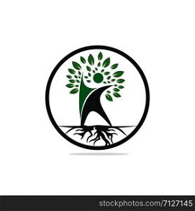 Human tree roots vector logo design. Tree and human vector logo design template.