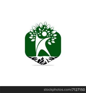 Human tree roots vector logo design. Tree and human vector logo design template.