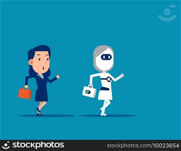 Human vs Robot. Business competing with artificial intelligence