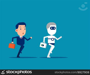 Human vs Robot. Business competing with artificial intelligence