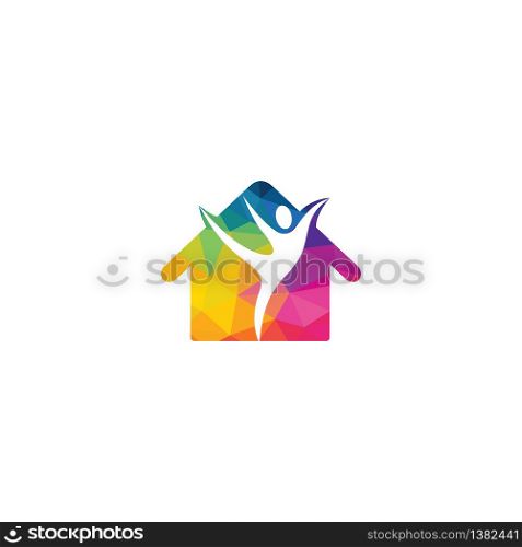 Human with house logo design vector template.