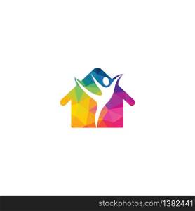 Human with house logo design vector template.