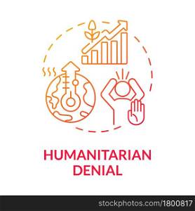 Humanitarian denial concept icon. Increased frequency of heatwaves. Climate change effects plants growth and productivity abstract idea thin line illustration. Vector isolated outline color drawing.. Humanitarian denial concept icon