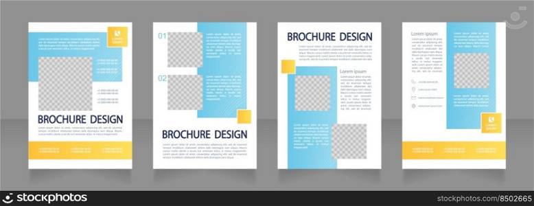 Humanitarian help for Ukrainian refugees blank brochure design. Template set with copy space for text. Premade corporate reports collection. Editable 4 paper pages. Montserrat font used. Humanitarian help for Ukrainian refugees blank brochure design