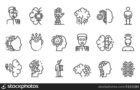 Humanoid icons set. Outline set of humanoid vector icons for web design isolated on white background. Humanoid icons set, outline style